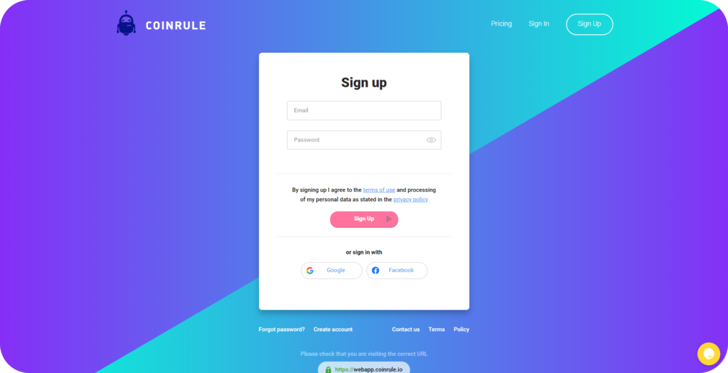 coinrule sign up