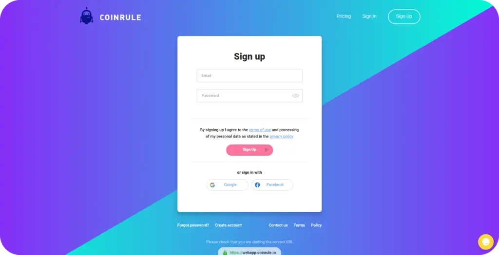 coinrule sign up