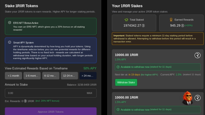 R0AR Introduces Unified DeFi Platform for Token, Liquidity, and NFT Staking 2 Screenshot 2025 05 22 92019 AM 1747923851Kfb7bqTAdk