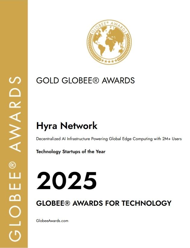 Hyra Network Honored as "Technology Startup of the Year" at the 2025 Globee® Awards 2 IMG 7426 1750954793bGXrTam6uw