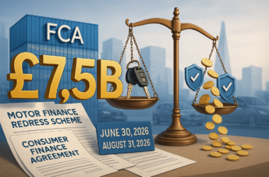 FCA £7.5 billion motor finance redress scheme with consumer compensation visualization