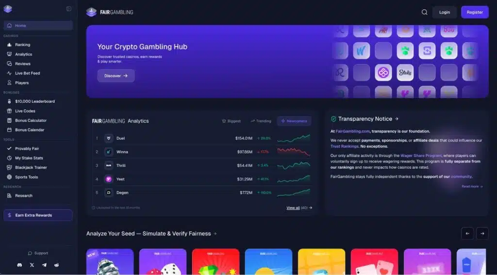FairGambling Launches Crypto Casino Review and Analytics Platform With Provably Fair Tools and Extra Rewards 4 FairGambling 1780673959bo5hPqHymd