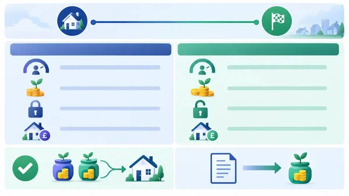 First Time Buyer ISA Confirmed for April 2029: What It Means for Lifetime ISA Savers 4 Illustration comparing the Lifetime ISA and the new First Time Buyer ISA, with a timeline from today to April 2029, savings pots and a house