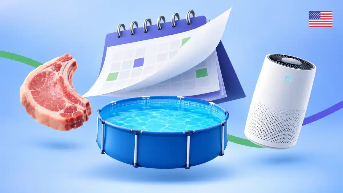3 US Class Action Settlements Closing Before 3 November 2026: Pork, Bestway Pools and Levoit 4 Illustration of a pork chop, an above-ground pool and an air purifier in front of a turning calendar page, for US class action settlement deadlines
